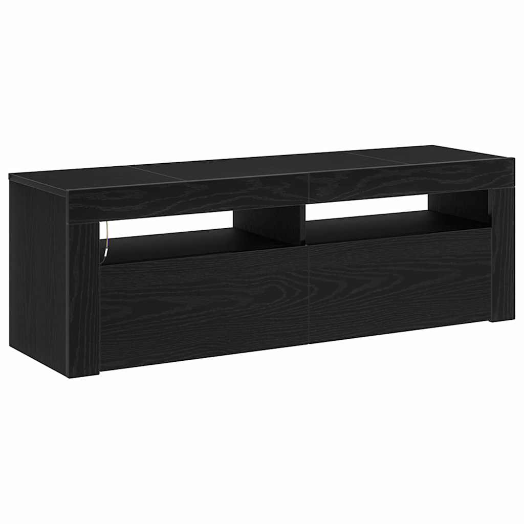 vidaXL TV Cabinet with LED Black Oak 120 x 35 x 40 cm Engineered Wood