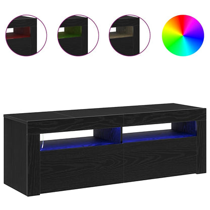 vidaXL TV Cabinet with LED Black Oak 120 x 35 x 40 cm Engineered Wood