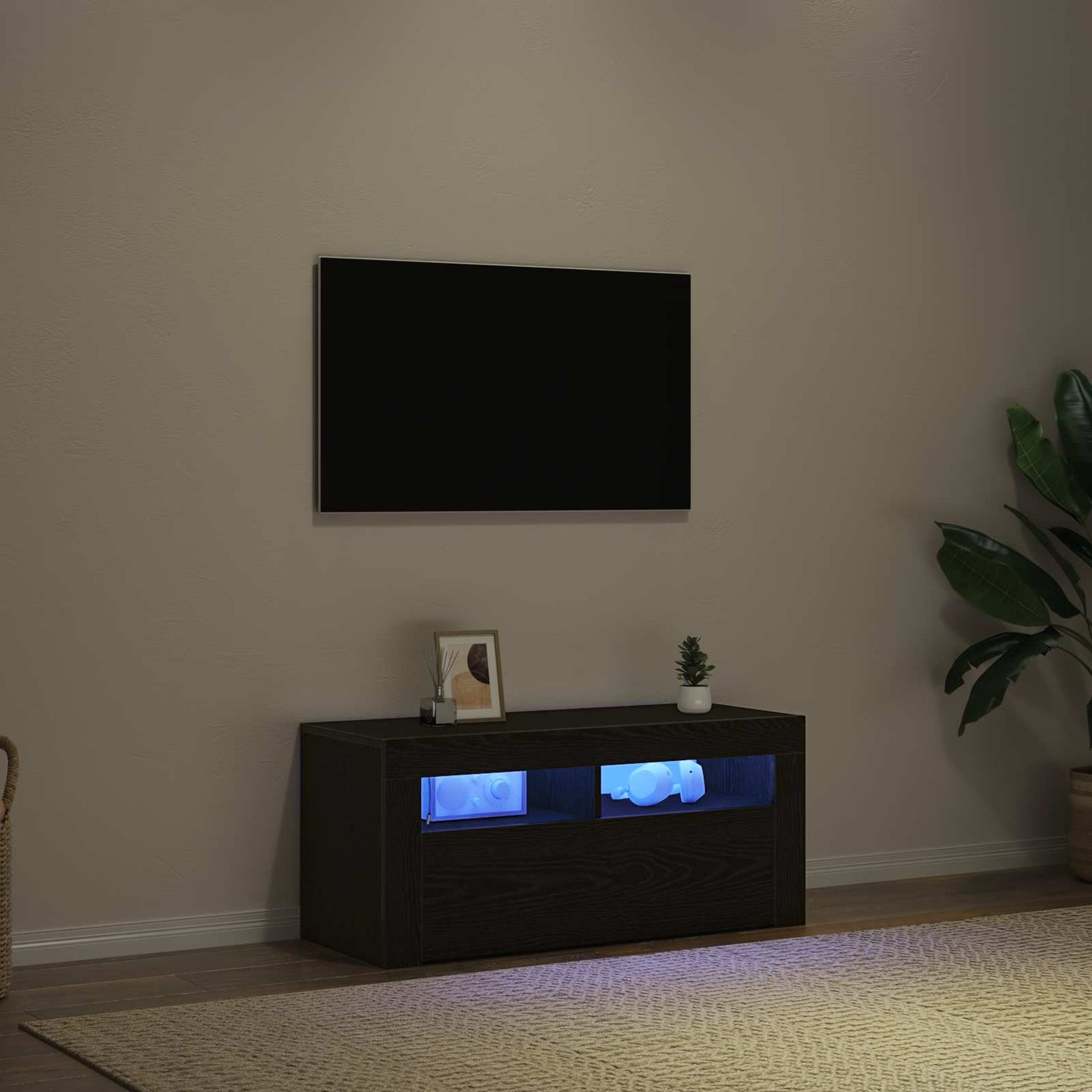 vidaXL TV Cabinet Black Oak 90 x 35 x 40 cm Engineered Wood