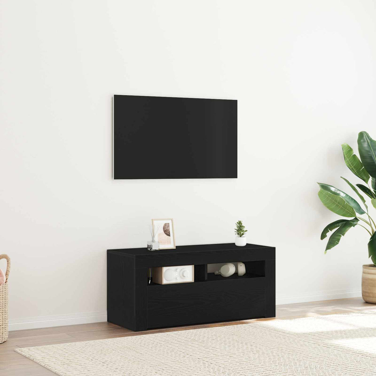 vidaXL TV Cabinet 90 x 35 x 40 cm Black Oak Engineered Wood