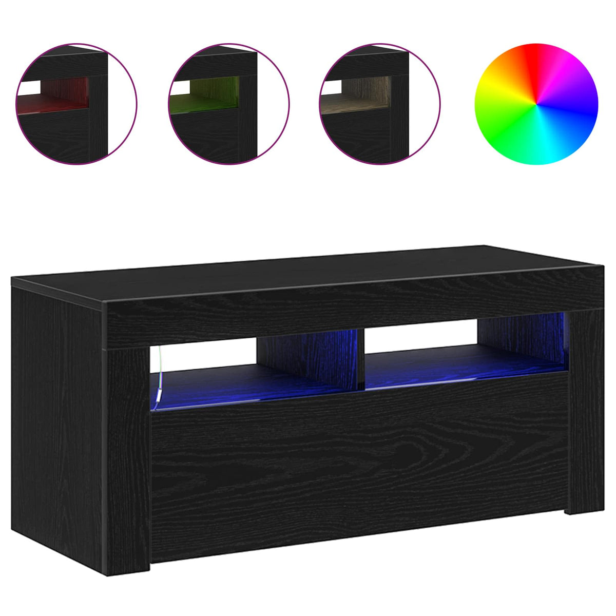 vidaXL TV Cabinet 90 x 35 x 40 cm Black Oak Engineered Wood