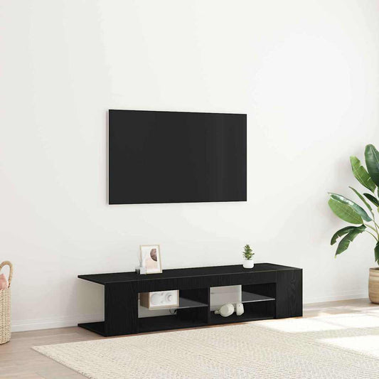 vidaXL TV Cabinet 135 x 39 x 30 cm Black Oak Engineered Wood