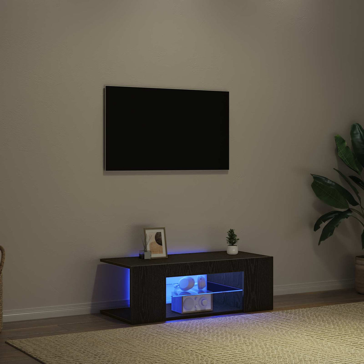 vidaXL TV Cabinet 90 x 39 x 30 cm Black Oak Engineered Wood