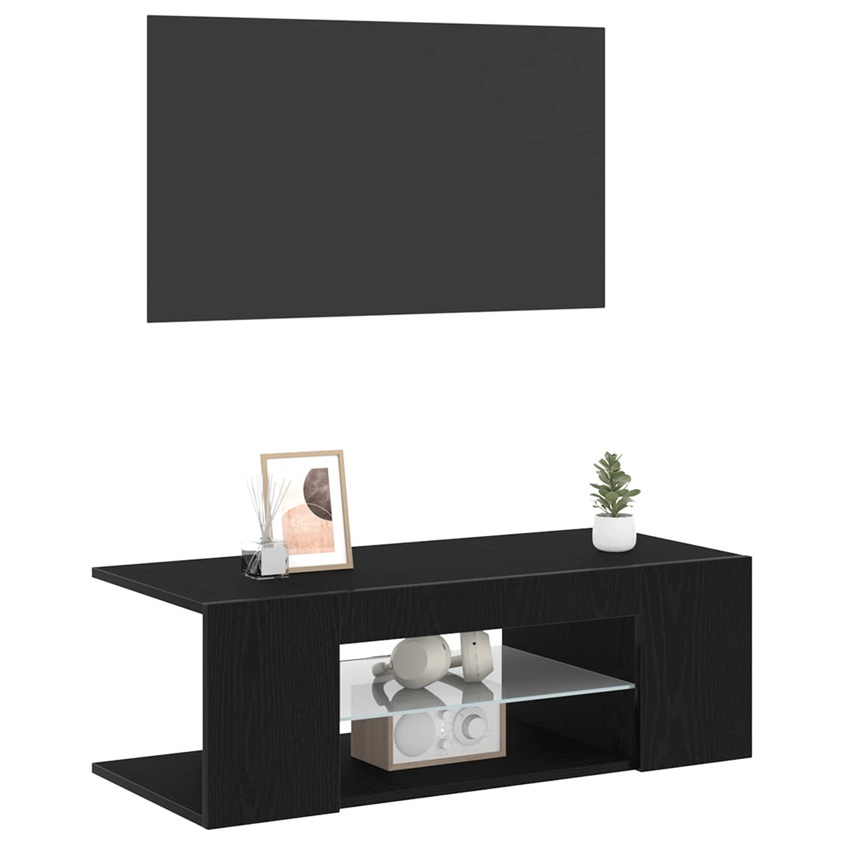 vidaXL TV Cabinet 90 x 39 x 30 cm Black Oak Engineered Wood