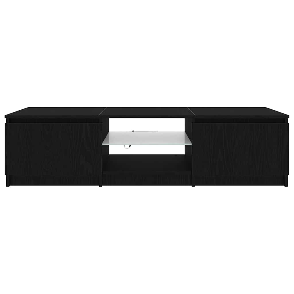 vidaXL TV Cabinet Black Oak 140 x 38.5 x 36 cm Engineered Wood