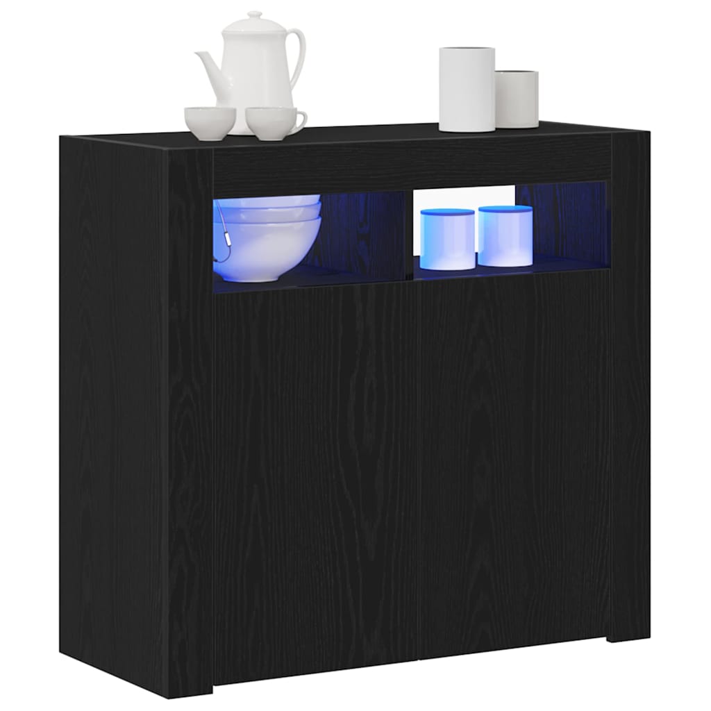 vidaXL Sideboard Black Oak 80 x 35 x 75 cm Engineered Wood
