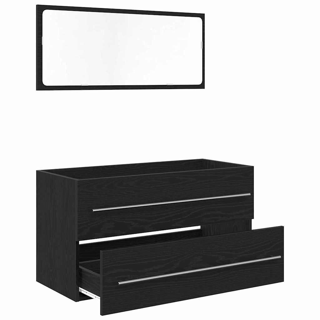 vidaXL Sink Cabinet Black Oak 90 x 45 x 1.5 cm Engineered Wood