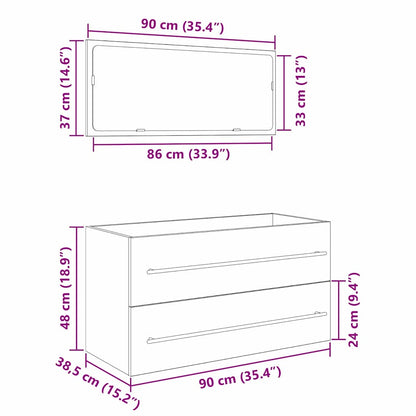 vidaXL Sink Cabinet Black Oak 90 x 45 x 1.5 cm Engineered wood