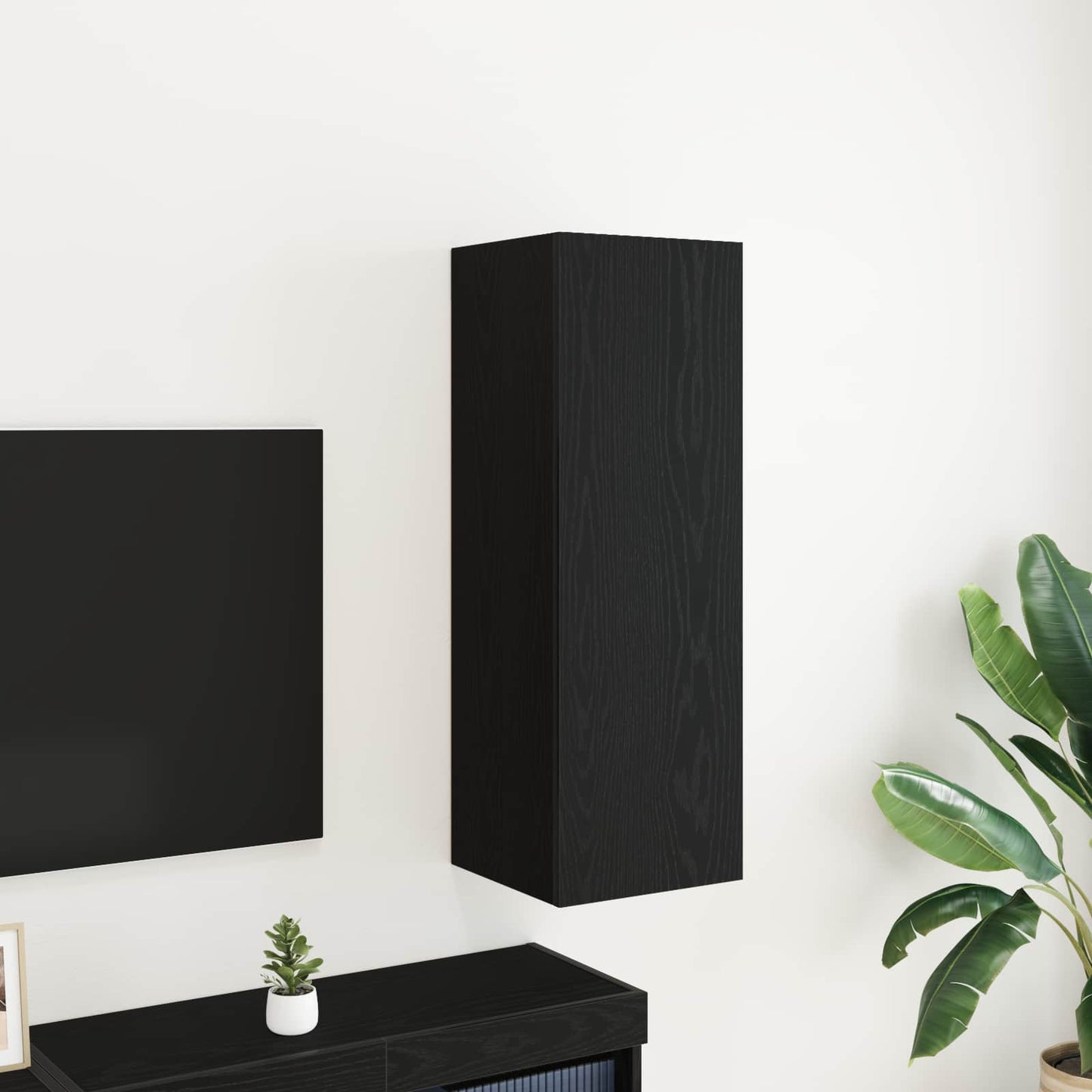 vidaXL Wall TV Cabinet Black Oak 30.5 x 30 x 90 cm Engineered Wood