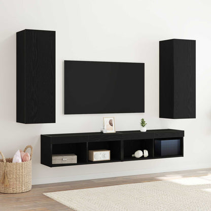 vidaXL Wall TV Cabinet 2 pcs Black Oak 30.5 x 28.5 x 90 cm