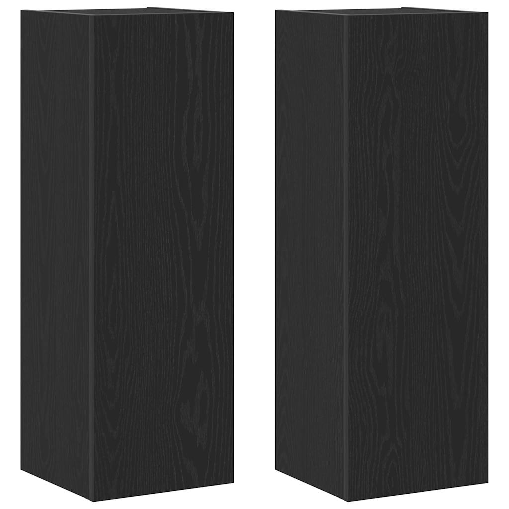 vidaXL Wall TV Cabinet 2 pcs Black Oak 30.5 x 28.5 x 90 cm