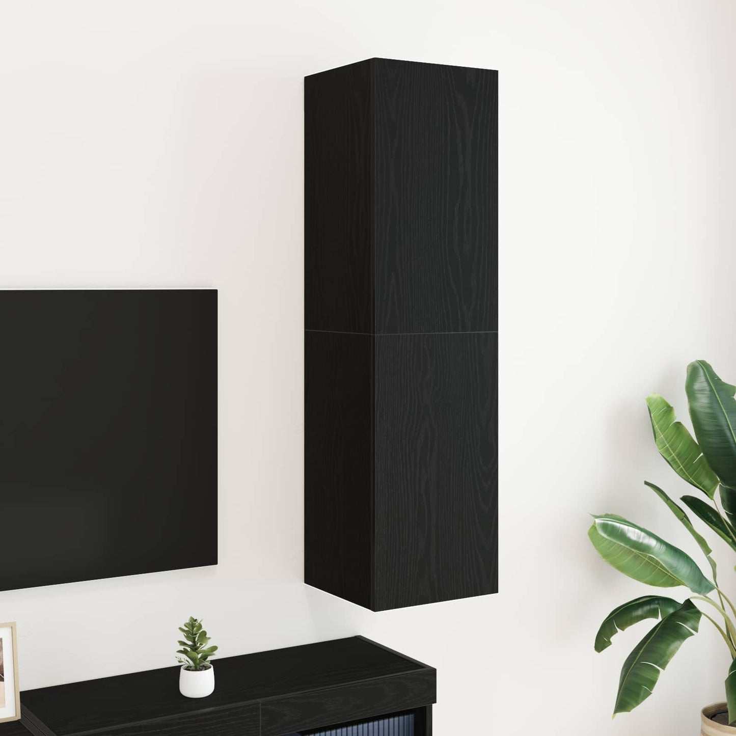 vidaXL Wall TV Cabinet Black Oak 30.5 x 30 x 110 cm Engineered Wood