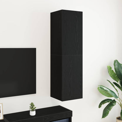 vidaXL Wall TV Cabinet Black Oak 30.5 x 30 x 110 cm Engineered Wood