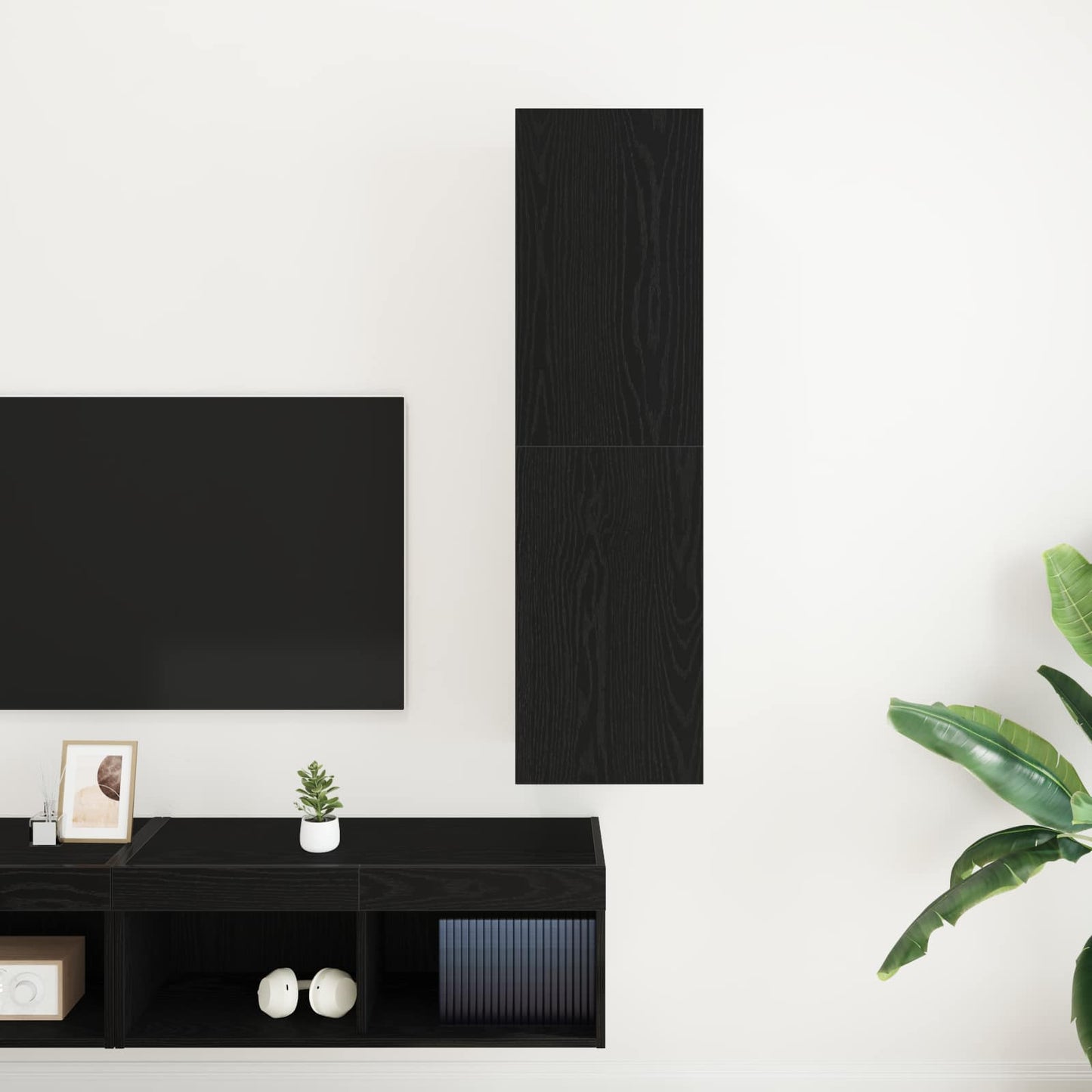 vidaXL Wall TV Cabinet Black Oak 30.5 x 30 x 110 cm Engineered Wood