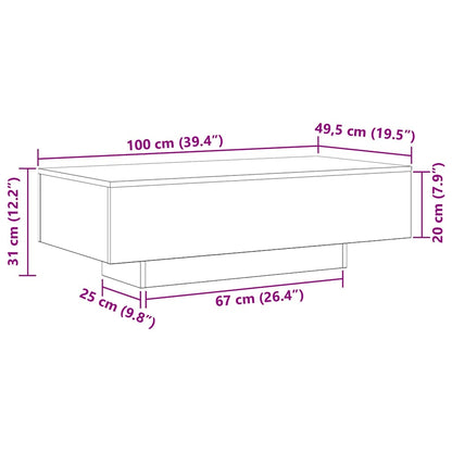 vidaXL Coffee Table Black Oak 100 x 49.5 x 31 cm Engineered Wood