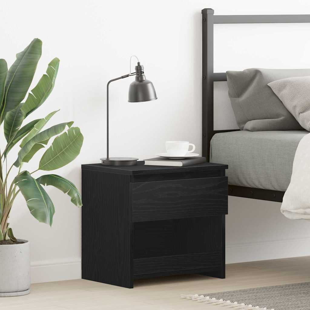 vidaXL Bedside Cabinet Black Oak 40 x 30 x 39 cm Engineered Wood