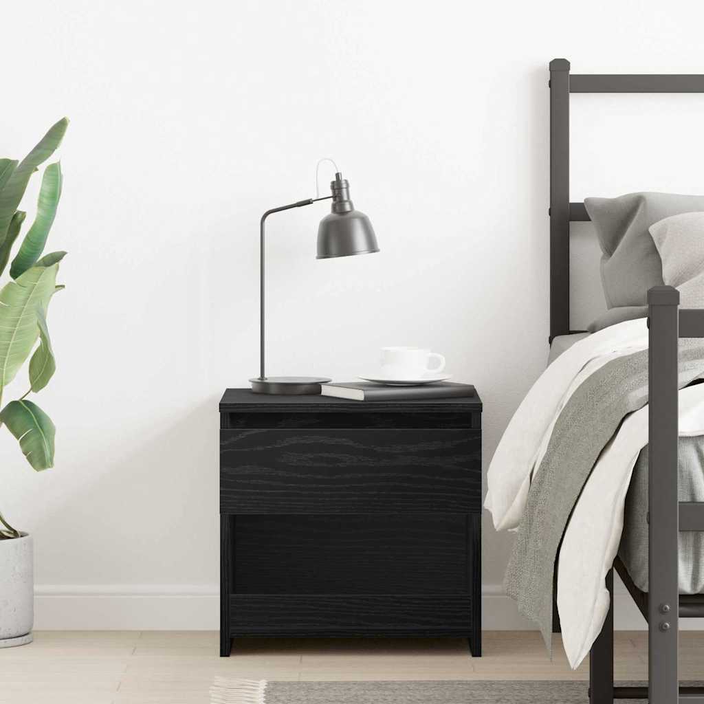 vidaXL Bedside Cabinet Black Oak 40 x 30 x 39 cm Engineered Wood