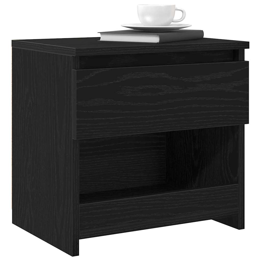 vidaXL Bedside Cabinet Black Oak 40 x 30 x 39 cm Engineered Wood