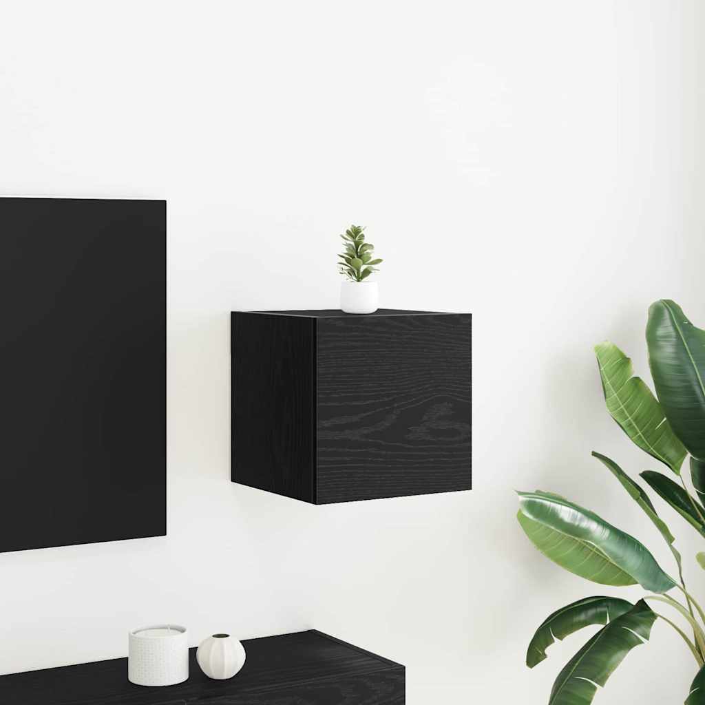 vidaXL Wall Mounted TV Cabinet Black Oak 30.5 x 30 x 30 cm