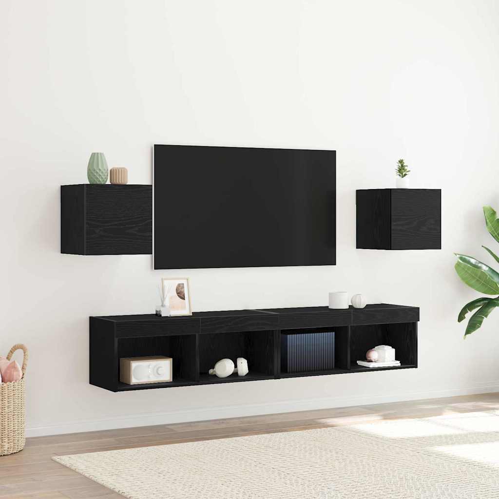 vidaXL Wall Mounted TV Cabinet 2 pcs Black Oak 30.5 x 30 x 30 cm