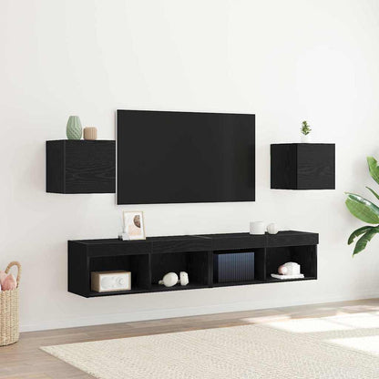 vidaXL Wall Mounted TV Cabinet 2 pcs Black Oak 30.5 x 30 x 30 cm