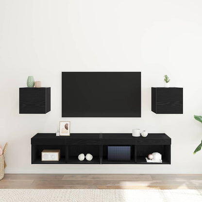 vidaXL Wall Mounted TV Cabinet 2 pcs Black Oak 30.5 x 30 x 30 cm