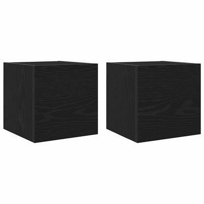 vidaXL Wall Mounted TV Cabinet 2 pcs Black Oak 30.5 x 30 x 30 cm
