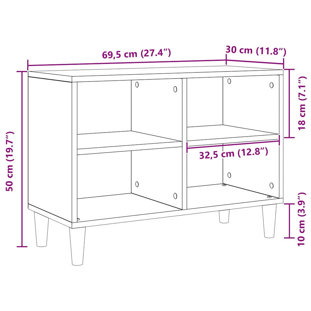 vidaXL TV Cabinet Black Oak 69.5 x 30 x 50 cm Engineered Wood