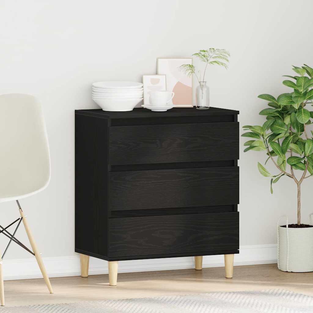 vidaXL Sideboard with Drawer Black Oak 60 x 35 x 70 cm Engineered Wood