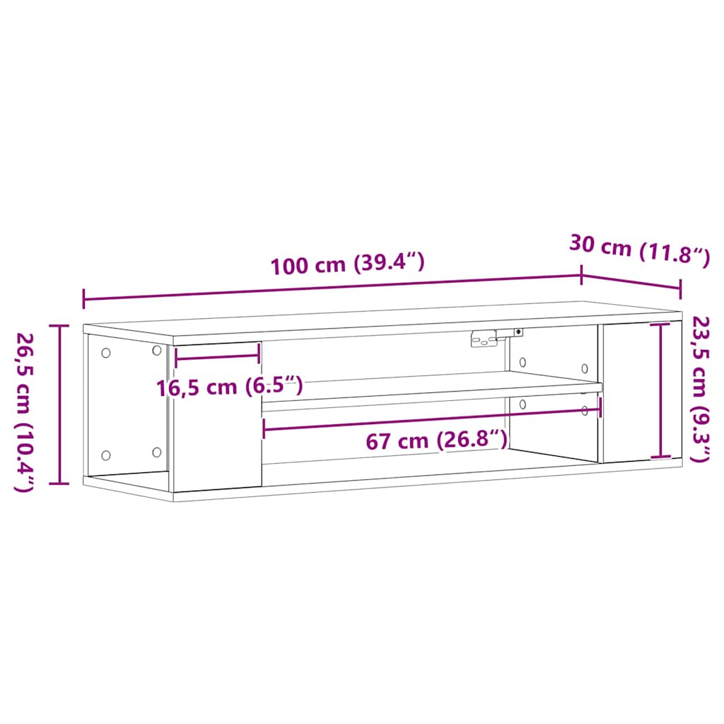 vidaXL TV Cabinet Black Oak 100 x 30 x 26.5 cm Engineered Wood