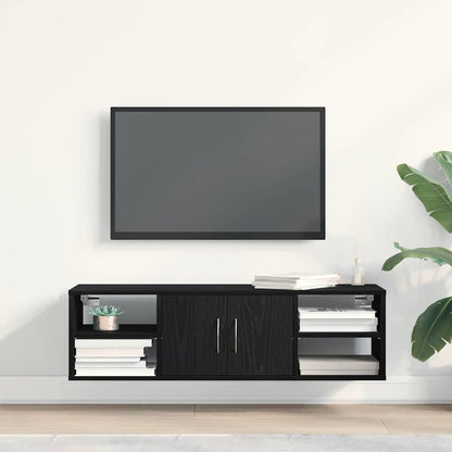 vidaXL Wall Shelf with Door Black Oak 102 x 30 x 29 cm Engineered Wood