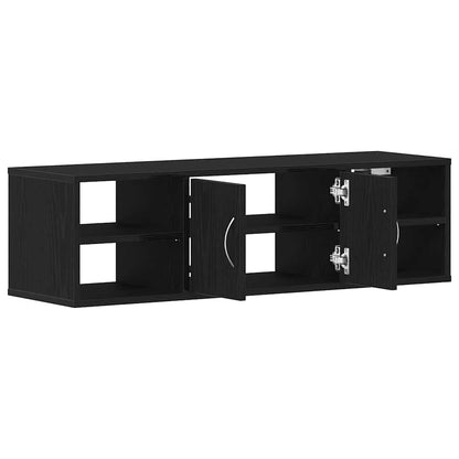 vidaXL Wall Shelf with Door Black Oak 102 x 30 x 29 cm Engineered Wood