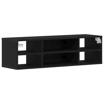 vidaXL Wall Shelf with Door Black Oak 102 x 30 x 29 cm Engineered Wood