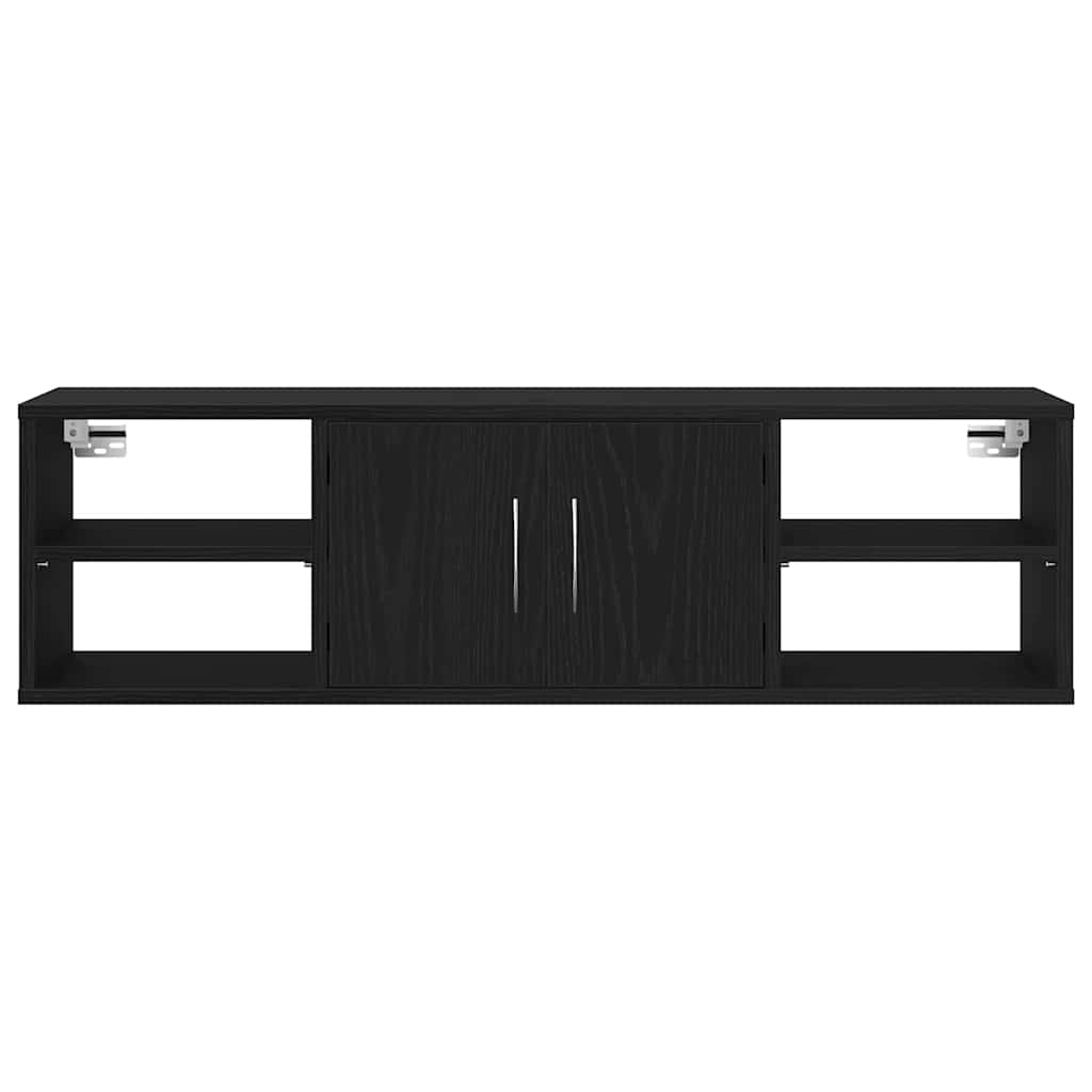 vidaXL Wall Shelf with Door Black Oak 102 x 30 x 29 cm Engineered Wood