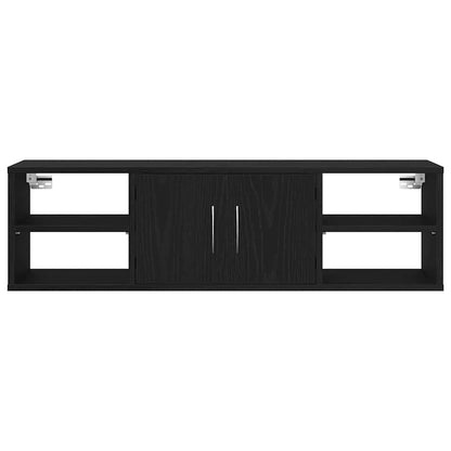vidaXL Wall Shelf with Door Black Oak 102 x 30 x 29 cm Engineered Wood
