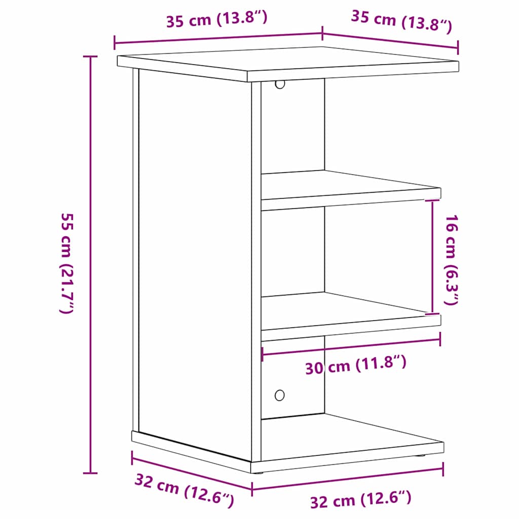 vidaXL Side Cabinet Black Oak 35 x 35 x 55 cm Engineered Wood