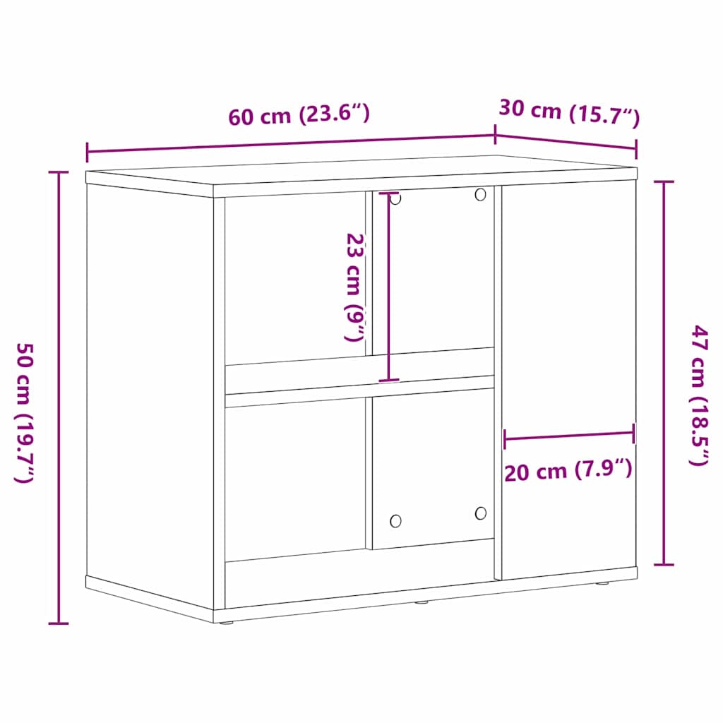 vidaXL Sideboard Black Oak 60 x 30 x 50 cm Engineered Wood