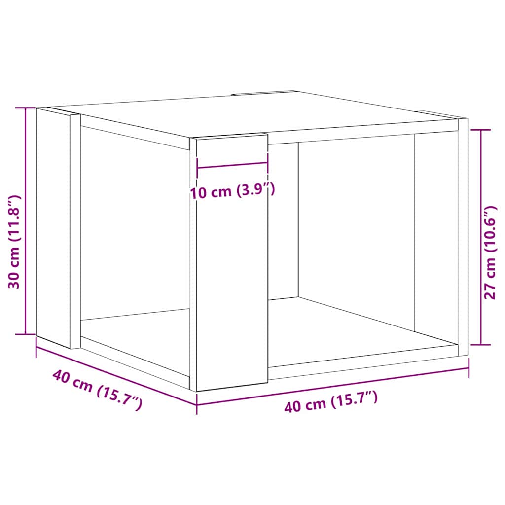 vidaXL Coffee Table Black Oak 40 x 40 x 30 cm Engineered Wood