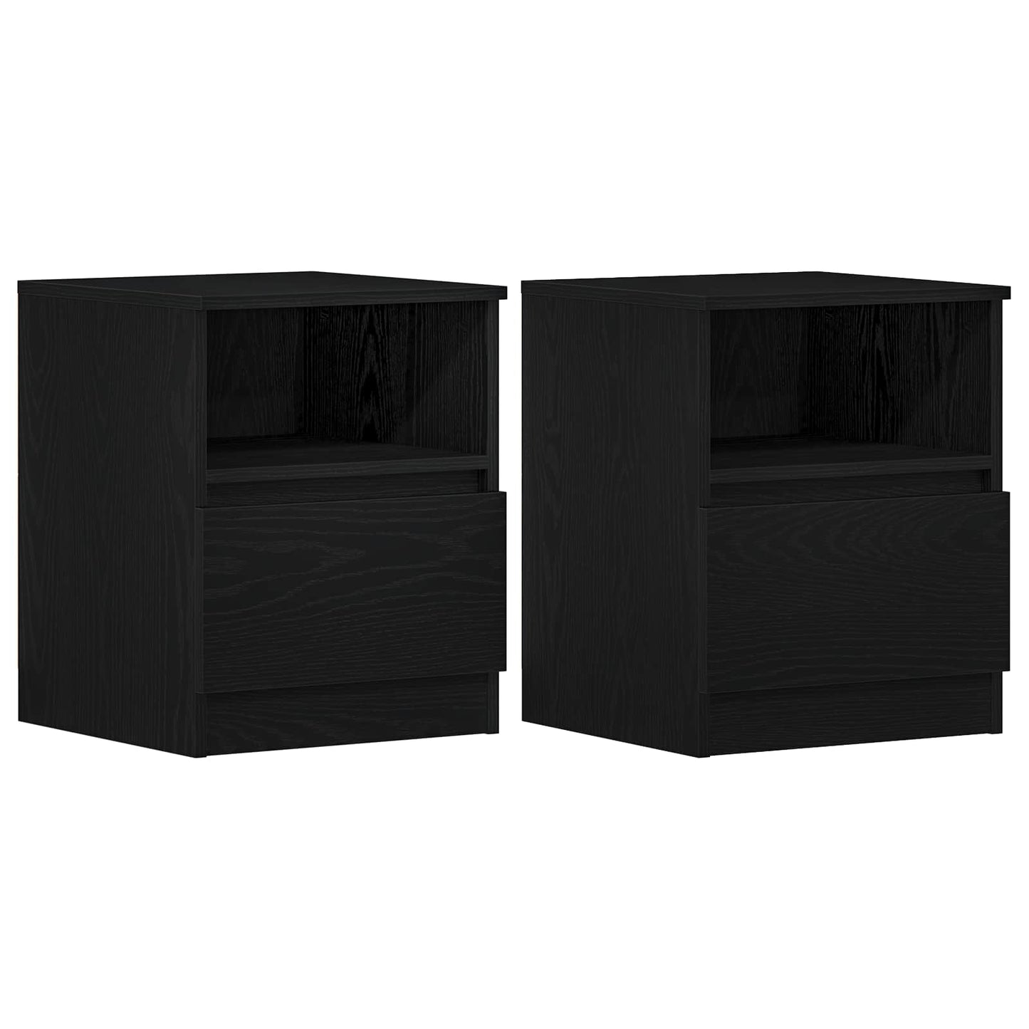 vidaXL Bedside Cabinet 2 pcs Black Oak 40 x 40 x 50 cm Engineered Wood