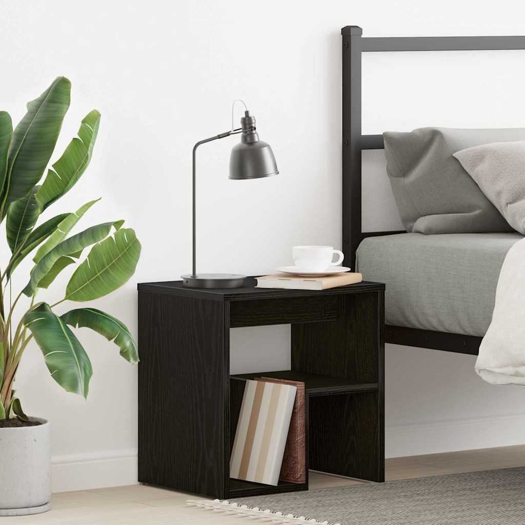 vidaXL Bedside Cabinet Black Oak 40 x 30 x 40 cm Engineered Wood