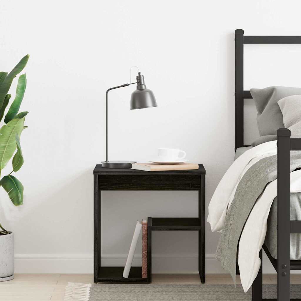 vidaXL Bedside Cabinet Black Oak 40 x 30 x 40 cm Engineered Wood