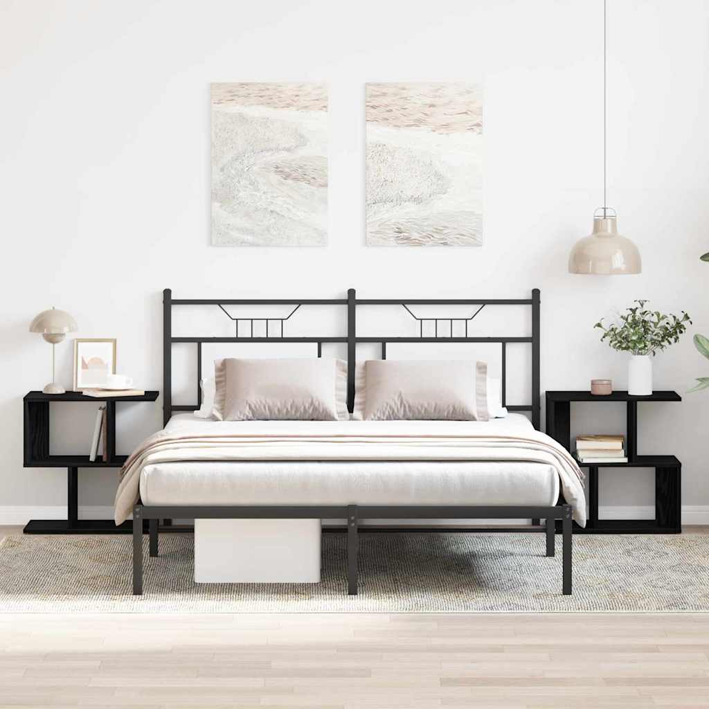 vidaXL Bedside Cabinet 2 pcs Black Oak 50 x 30 x 51,5 cm
