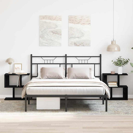 vidaXL Bedside Cabinet 2 pcs Black Oak 50 x 30 x 51,5 cm