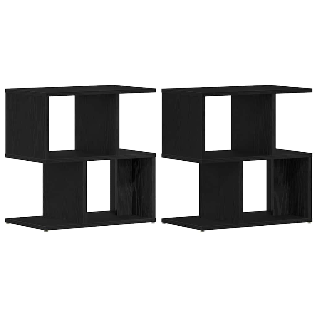 vidaXL Bedside Cabinet 2 pcs Black Oak 50 x 30 x 51,5 cm