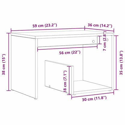 vidaXL Side Table Black Oak 59 x 36 x 38 cm Engineered Wood