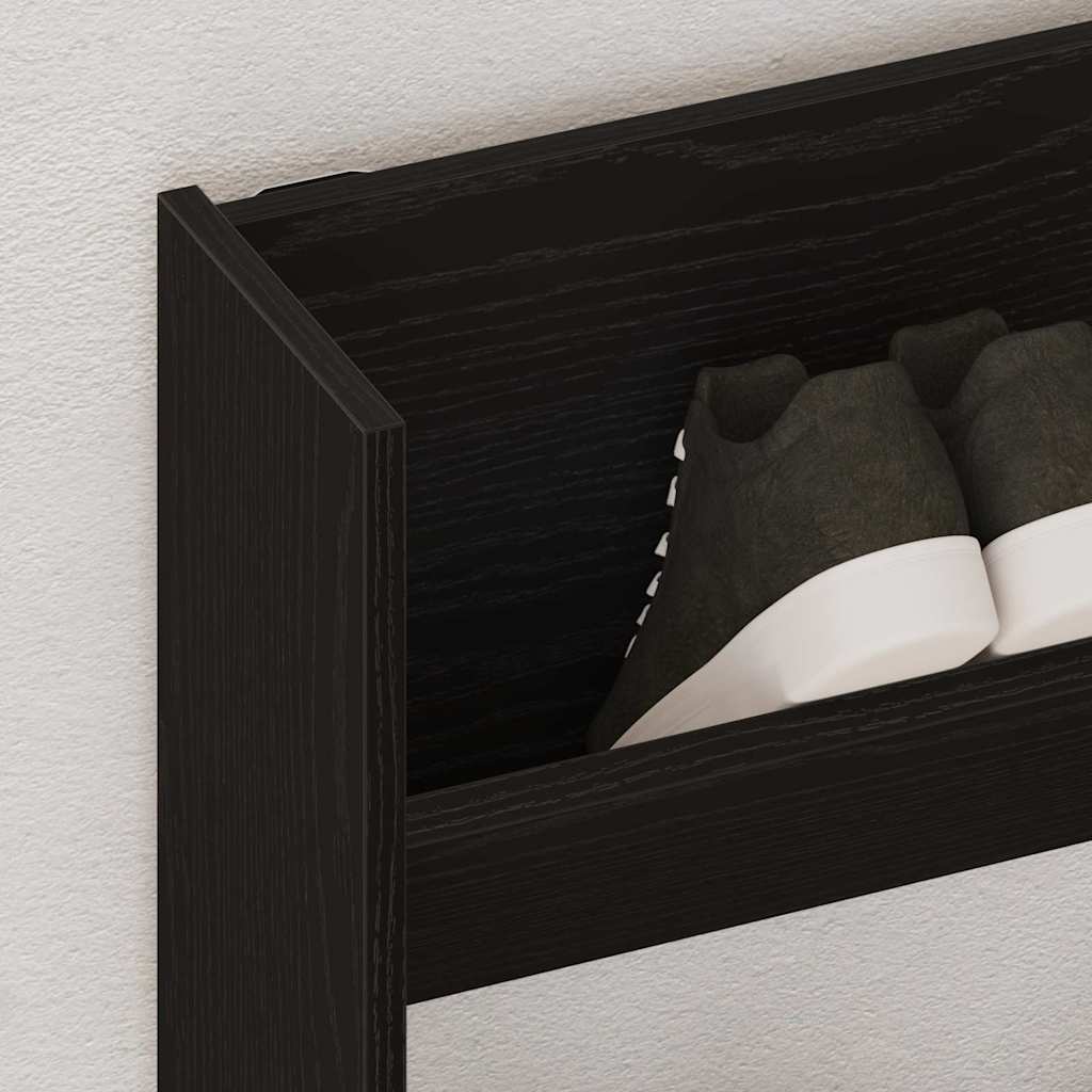 vidaXL Shoe Cabinet 80 x 18 x 90 cm Engineered Wood Black Oak