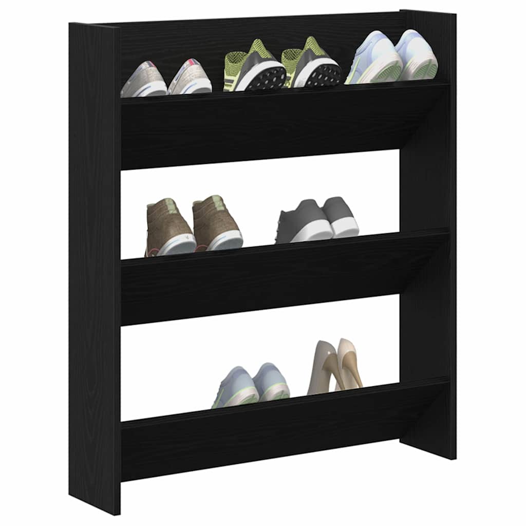 vidaXL Shoe Cabinet 80 x 18 x 90 cm Engineered Wood Black Oak