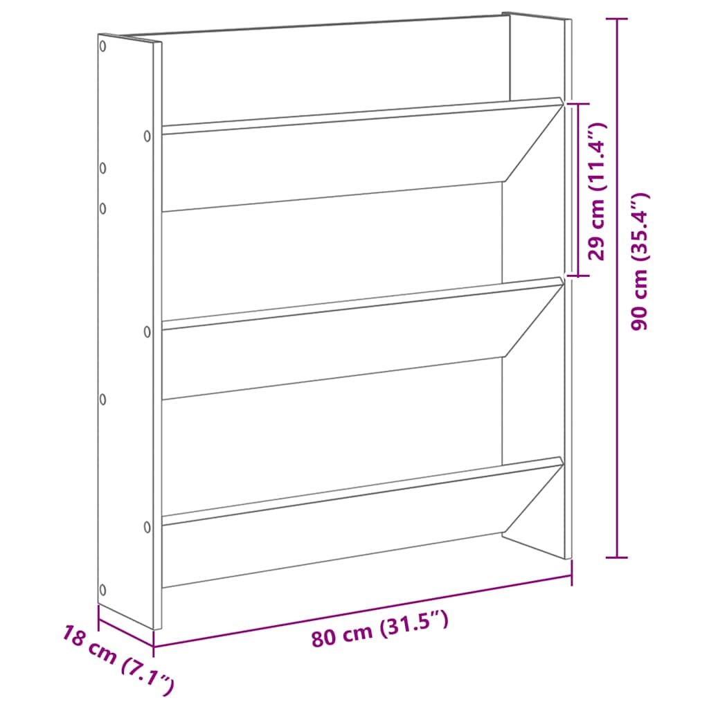 vidaXL Shoe Cabinet 80 x 18 x 90 cm Engineered Wood Black Oak