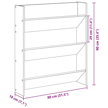 vidaXL Shoe Cabinet 80 x 18 x 90 cm Engineered Wood Black Oak