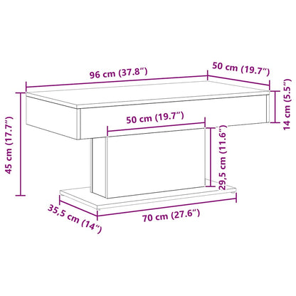 vidaXL Coffee Table Black Oak 96 x 50 x 45 cm Engineered Wood